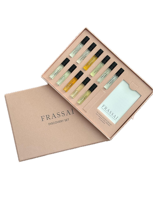 Frassai fragrance discovery set contains 11 eau de parfum fragrances in 2ml spray vials. Embark upon a new sensorial experience. 
