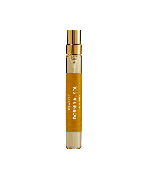 Dormir al Sol Frassai -Lime, Mandarin, Forest Pepper pure jungle essence™, Mimosa absolute,  Brandy pure Jungle Essence™, Guaiac Wood Gran Chaco, Vetiver Bourbon, Patchouli Gayo, and Saffron.


STIMULATE YOUR IMAGINATION
Close your eyes
Take a deep breath
Feel the expansion,
the warmth of golden light
Touching your skin
There are no borders
No limits,
No time or space
There is just you and the Now.