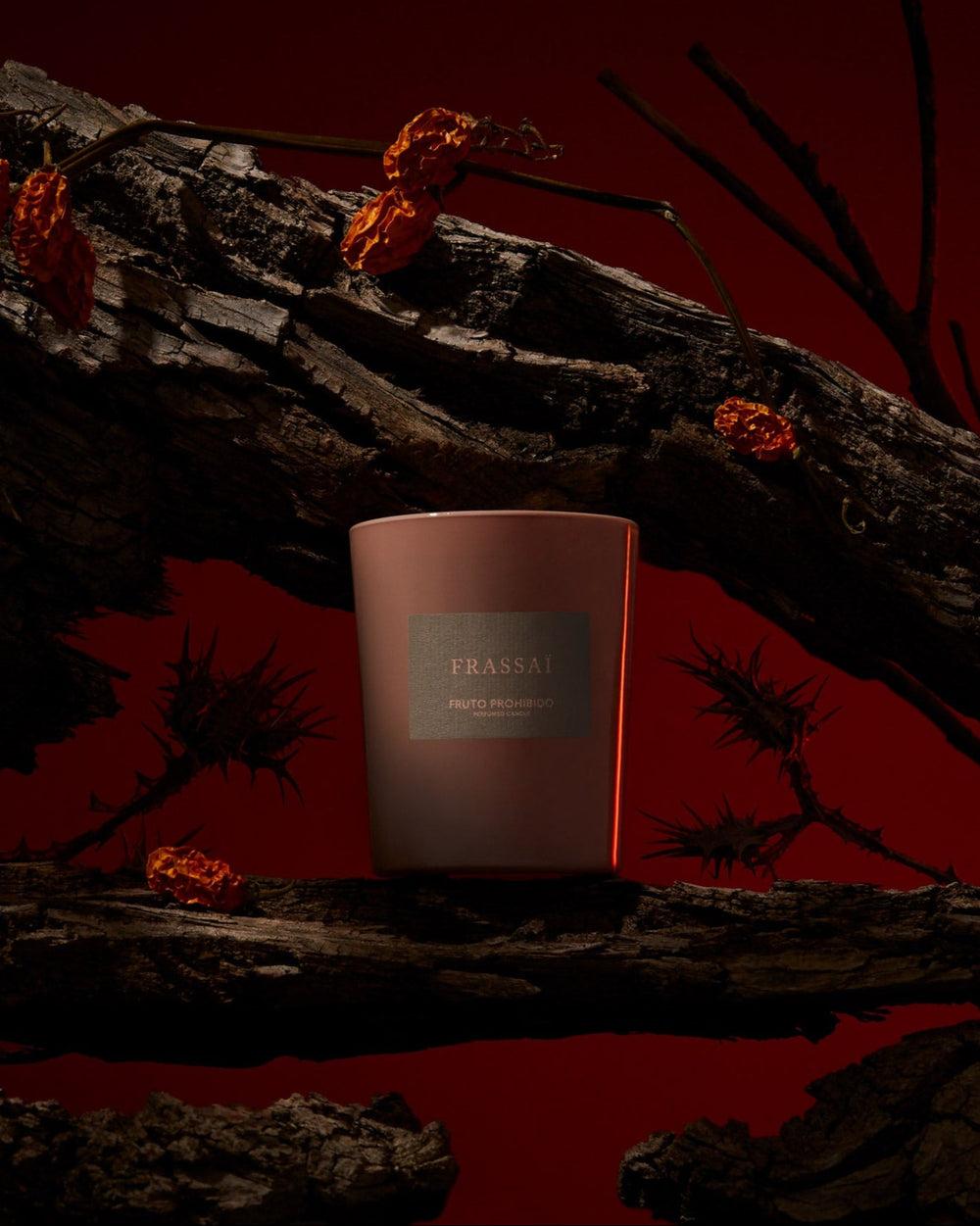 Frassai Fruto Prohibido - Forbidden Fruit scented candle. Pomegranate Seeds, Narcotic Narcissus, Dark Oak, Decadent Vanilla, Leather
While picking narcissus flowers in a meadow, Persephone was abducted. Whether or not she knew that anyone who had eaten in the Underworld would not be allowed to return to the world above… Persephone went ahead, and ate six or seven of the pomegranate seeds.

Light the Fruto Prohibido candle and cross over to a forbidden world.